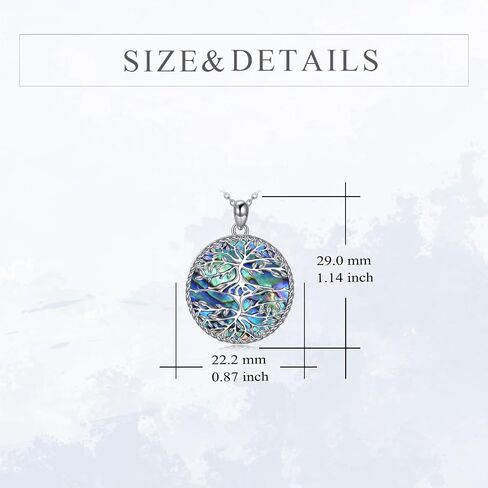 Tree of Life/Star of David/Pentagram Necklace Sterling Silver Abalone Shell Moon Phase/Evil Eye Tree of Life/Pagan Wiccan Magic Amulet Jewelry for Men Women in Kuwait