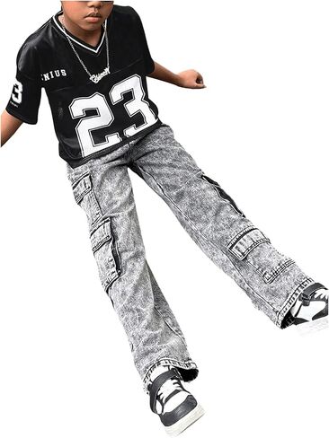 SOLY HUX Girl's Summer Jersey Shirts V Neck Short Sleeve Graphic Tees Oversized T-Shirt Tops in Saudi Arabia