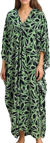 Women's Kaftan Dresses 2025 V Neck Batwing Sleeve Beach Cover Ups Plus Size Lightweight Caftans for Swimwear in Saudi Arabia