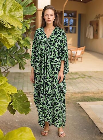 Women's Kaftan Dresses 2025 V Neck Batwing Sleeve Beach Cover Ups Plus Size Lightweight Caftans for Swimwear in Saudi Arabia