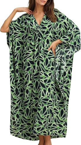 Women's Kaftan Dresses 2025 V Neck Batwing Sleeve Beach Cover Ups Plus Size Lightweight Caftans for Swimwear in Saudi Arabia