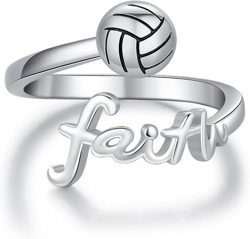 Faith Ball Adjustable Ring 925 Sterling Silver Faith Open Ring Sport Jewelry Gift for Women in Saudi Arabia