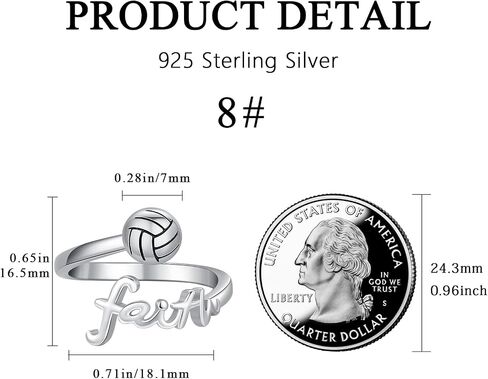 Faith Ball Adjustable Ring 925 Sterling Silver Faith Open Ring Sport Jewelry Gift for Women in Saudi Arabia