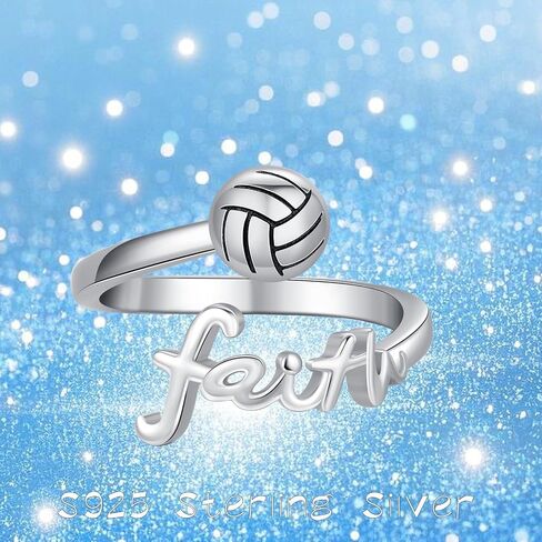 Faith Ball Adjustable Ring 925 Sterling Silver Faith Open Ring Sport Jewelry Gift for Women in Saudi Arabia