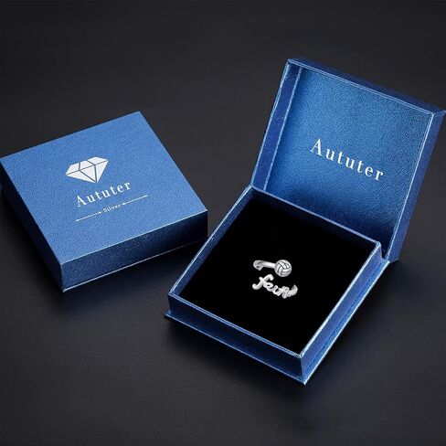 Faith Ball Adjustable Ring 925 Sterling Silver Faith Open Ring Sport Jewelry Gift for Women in Saudi Arabia
