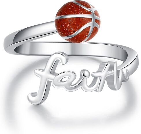 Faith Ball Adjustable Ring 925 Sterling Silver Faith Open Ring Sport Jewelry Gift for Women in Saudi Arabia