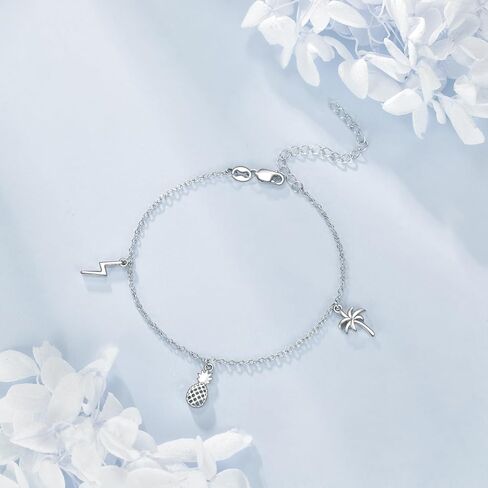 TIGER RIDER Heart Charm/Butterfly/Ballerina Dancer/Pineapple/Four Leaf Clover/Horseshoe/Pet Paw/Dragonfly Bar 925 Sterling Silver Bracelet Gift for Women in Saudi Arabia