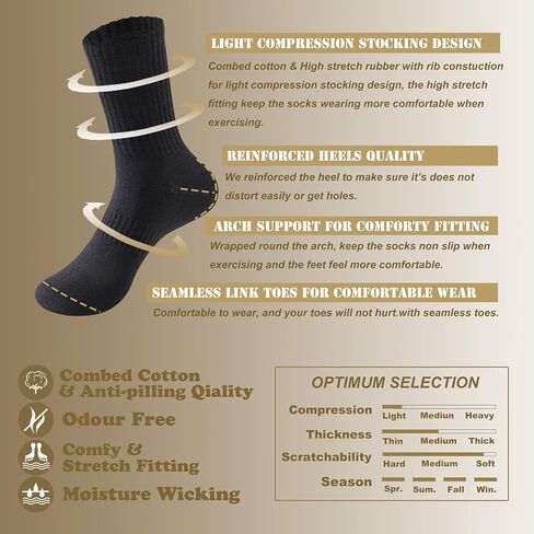 MAGIARTE Womens Athletic Cotton Crew Socks (no cushion) Moisture Wicking Breathable Sports Casual Socks for Women 3/5-PACK in Kuwait
