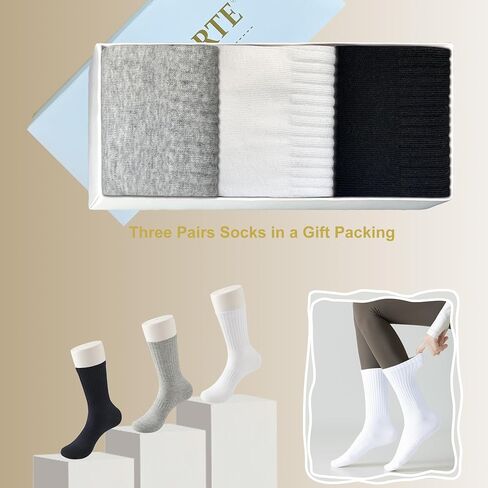 MAGIARTE Womens Athletic Cotton Crew Socks (no cushion) Moisture Wicking Breathable Sports Casual Socks for Women 3/5-PACK in Kuwait