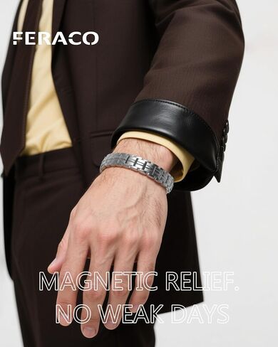 Feraco Magnetic Therapy Bracelet for Men - 5X Strength Titanium Steel Bracelet with 3800 Gauss Magnets in Saudi Arabia