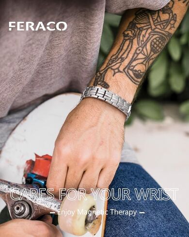 Feraco Magnetic Therapy Bracelet for Men - 5X Strength Titanium Steel Bracelet with 3800 Gauss Magnets in Saudi Arabia