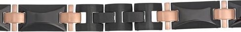 Metro Jewelry Thick Specialty Bracelet for Men in Stainless Steel with Black and Rose Ion Plating or Diamond Accents - 8.5 Inches Long and 13 mm Wide with Fold Over Clasp in Saudi Arabia