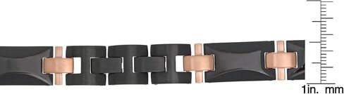 Metro Jewelry Thick Specialty Bracelet for Men in Stainless Steel with Black and Rose Ion Plating or Diamond Accents - 8.5 Inches Long and 13 mm Wide with Fold Over Clasp in Saudi Arabia