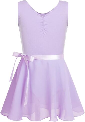 TiaoBug Kids Girls Ballet Tutu Dress Dancewear Camisole Leotards with Mesh Wrap Skirt Lyrical Dance Dress Outfits in Kuwait