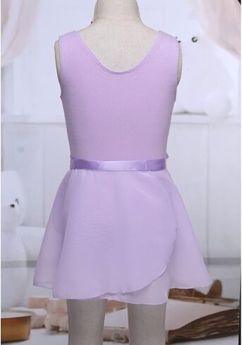 TiaoBug Kids Girls Ballet Tutu Dress Dancewear Camisole Leotards with Mesh Wrap Skirt Lyrical Dance Dress Outfits in Kuwait