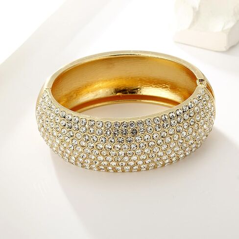 Gold Chunky Bangles Bracelets for Women Pearl/Rhinestone Cuff Bracelets Wedding Prom Bangles Jewelry in Saudi Arabia
