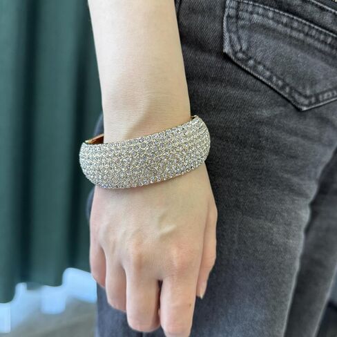 Gold Chunky Bangles Bracelets for Women Pearl/Rhinestone Cuff Bracelets Wedding Prom Bangles Jewelry in Saudi Arabia