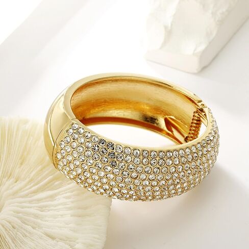 Gold Chunky Bangles Bracelets for Women Pearl/Rhinestone Cuff Bracelets Wedding Prom Bangles Jewelry in Saudi Arabia