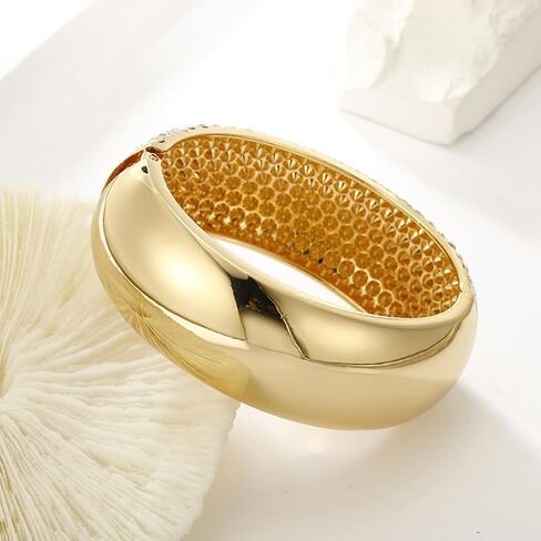 Gold Chunky Bangles Bracelets for Women Pearl/Rhinestone Cuff Bracelets Wedding Prom Bangles Jewelry in Saudi Arabia