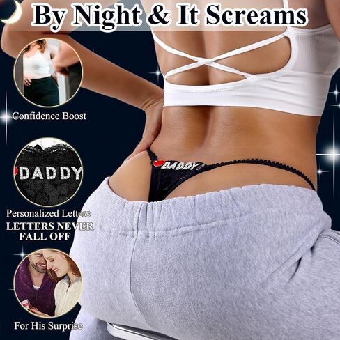2Pack Women G-String Thongs T Back Low Rise Lace Panties Funny Thongs with Letters Cute Sexy Underwear in Saudi Arabia