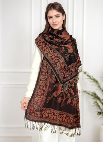 Achillea Reversible Festival Pashmina Rave Scarf, Shawls and Wraps for Evening Dress, Indian Scarves for Women in Kuwait