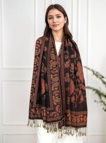 Achillea Reversible Festival Pashmina Rave Scarf, Shawls and Wraps for Evening Dress, Indian Scarves for Women in Kuwait