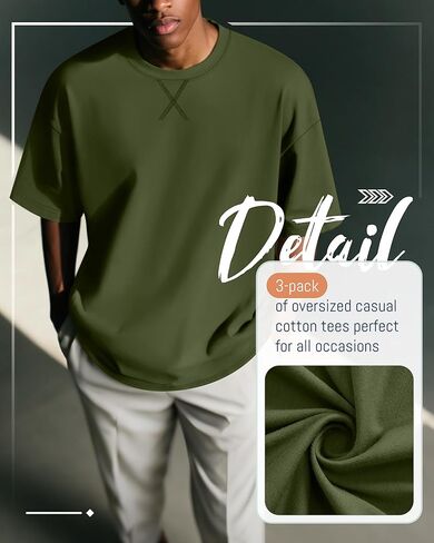 Neer 3 Pack Men's Oversized Cotton T Shirts Lightweight Crew Neck Tees Short Sleeve Loose Fit Tops Soft Casual Basic Blouse in Kuwait