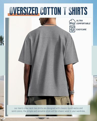 Neer 3 Pack Men's Oversized Cotton T Shirts Lightweight Crew Neck Tees Short Sleeve Loose Fit Tops Soft Casual Basic Blouse in Kuwait