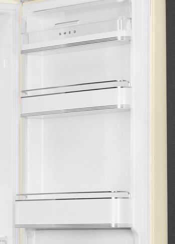 Smeg FAB32 50's Retro Style Aesthetic Bottom Freezer Refrigerator with 11.17 Cu Total Capacity, Multiflow Cooling System, Adjustable Glass Shelves 24-Inches, Pastel Green Left Hand Hinge in Saudi Arabia