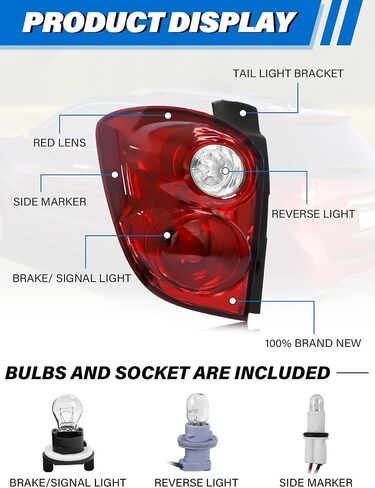 Tail Light Assembly Compatible with Chevy Equinox 2016 2017 Taillights Halogen Type, Factory-OE-Style Brake Rear Lamp Replacement for GM2800279 23399181, Left Driver Side in Kuwait