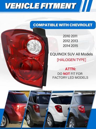 Tail Light Assembly Compatible with Chevy Equinox 2016 2017 Taillights Halogen Type, Factory-OE-Style Brake Rear Lamp Replacement for GM2800279 23399181, Left Driver Side in Kuwait
