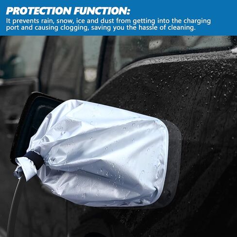 EV Charger Plug Port Cover, Waterproof Outdoor Electric Car Charger Plug Cover Rain Sun UV Snow All Weather Protection, Magnetic Adhesion Charger Cover for Electric Vehicles (Black) in Saudi Arabia
