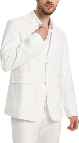 xxxiticat Men's White Blazer Jacket Casual Cotton Linen Dinner Dress Suit Two Button Lightweight Sport Coats in Saudi Arabia