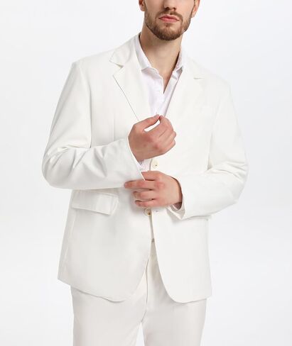 xxxiticat Men's White Blazer Jacket Casual Cotton Linen Dinner Dress Suit Two Button Lightweight Sport Coats in Saudi Arabia
