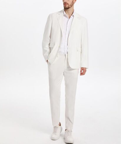 xxxiticat Men's White Blazer Jacket Casual Cotton Linen Dinner Dress Suit Two Button Lightweight Sport Coats in Saudi Arabia