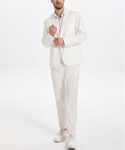 xxxiticat Men's White Blazer Jacket Casual Cotton Linen Dinner Dress Suit Two Button Lightweight Sport Coats in Saudi Arabia