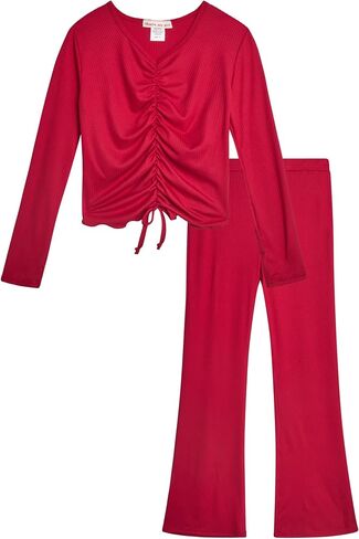 that's my girl Girls' Flare Leggings Set - 2 Piece Long Sleeve Cinched Top and Yoga Pants for Girls: Made in the USA (7-12) in Saudi Arabia
