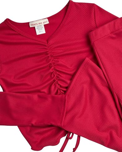 that's my girl Girls' Flare Leggings Set - 2 Piece Long Sleeve Cinched Top and Yoga Pants for Girls: Made in the USA (7-12) in Saudi Arabia