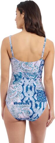 Profile by Gottex Womens Paisley Print Round Neck U Wire Shirring Tankini with Soft Cups and Adjustable Straps Swim Essential in Saudi Arabia