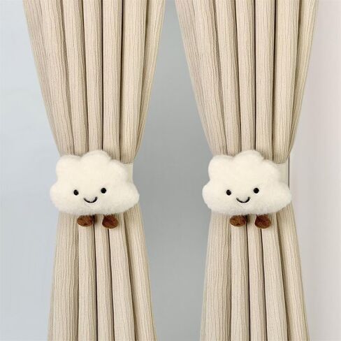 Hygge Living 2PACK Snap-Fit Cartoon Cloud Curtain Tiebacks Hook Holdbacks Cute Curtain Holdbacks Rope for Baby Kid Girls Living Room Bedroom Nursery Decor Home Office Decorative (Cloud) in Saudi Arabia
