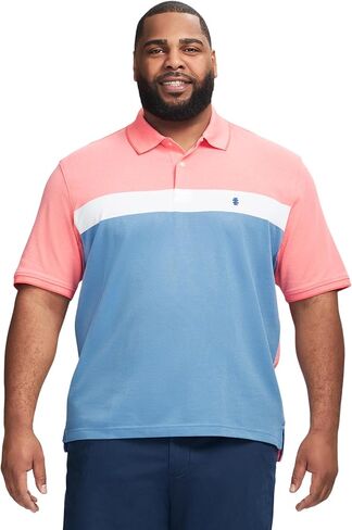 IZOD Men's Big and Tall Advantage Performance Short Sleeve Stripe Polo Shirt in Saudi Arabia