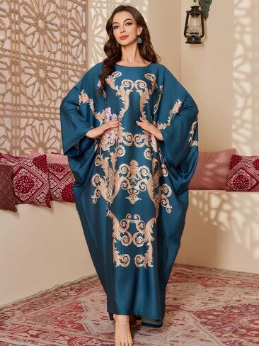 Prodesign Kaftan Dresses for Women - V -neck batwing caftans caftans Robe Retbe Retbe Up Loungewear Bathrobe for Daily in Kuwait