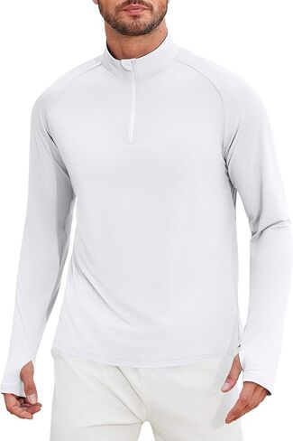 PINSPARK UV Long Sleeve Shirt for Men Quarter Zip Pullover Lightweight Rash Guard Quick Dry Athletic Workout Shirts in Kuwait