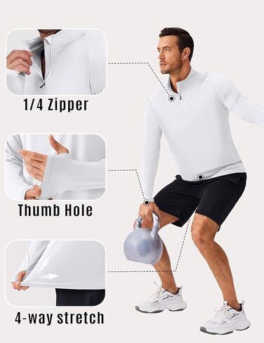 PINSPARK UV Long Sleeve Shirt for Men Quarter Zip Pullover Lightweight Rash Guard Quick Dry Athletic Workout Shirts in Kuwait