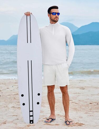 PINSPARK UV Long Sleeve Shirt for Men Quarter Zip Pullover Lightweight Rash Guard Quick Dry Athletic Workout Shirts in Kuwait