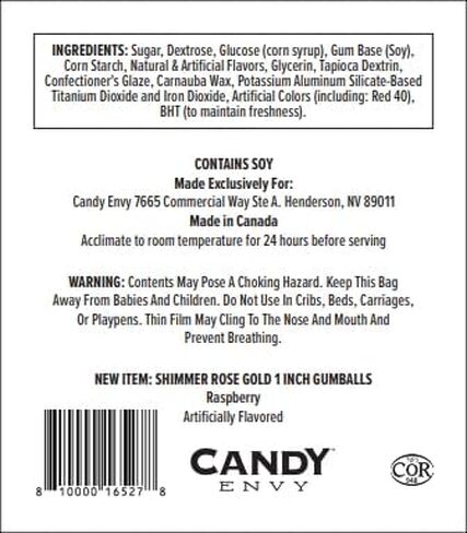Candy Envy - Shimmer Rose Gold 1 Inch Gumballs - 2lb Bag - Approximately 113 Gumballs Per Bag - North American Made & Kosher Certified in Saudi Arabia