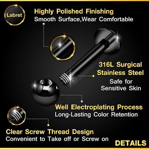 4PCS Surgical Steel Labret Rings 16g 1.2mm 9mm 3mm Ball Spider Bite Monroe Lobe Cartilage Earrings Piercing Jewelry 7409 in Saudi Arabia