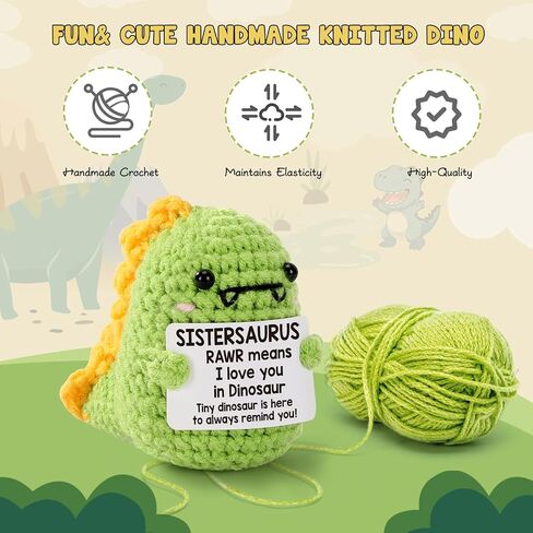 Mini Sister Gifts from Sister Mothers Day Birthday Gifts for Sisters I Love You Sistersaurus Cute Handmade Crochet Dinosaur Friendship Gift for Sisters Big Little Sis Mother's Day Present Ideas in Kuwait
