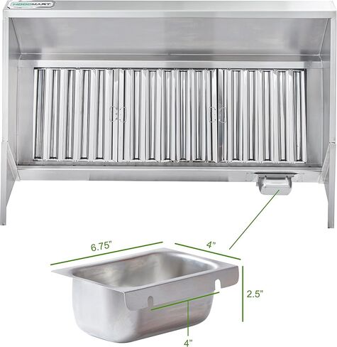HOODMART 6' Concession Trailer Hood System for Food Truck | Commercial Range Hood with Direct Drive Exhaust Fan | Stainless Steel Kitchen Equipment with Install Kit Included in Saudi Arabia