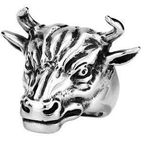 Men's Stainless Steel Domineering Lucky Bull Ring Vintage Gothic Biker Band